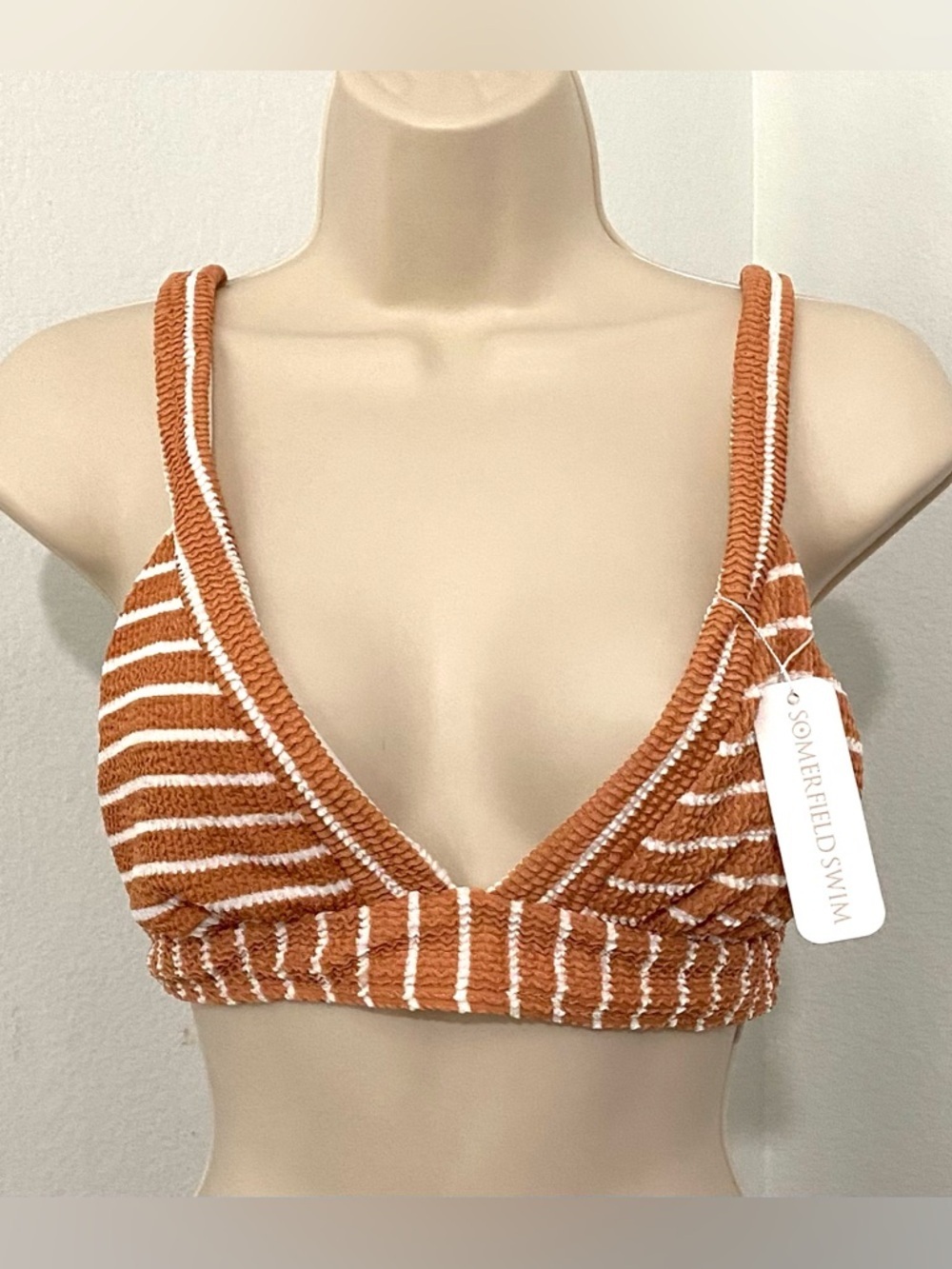 Somerfield Swim New Malindi Bikini Top Size XL Nautique Brown White Stripes - Picture 6 of 14